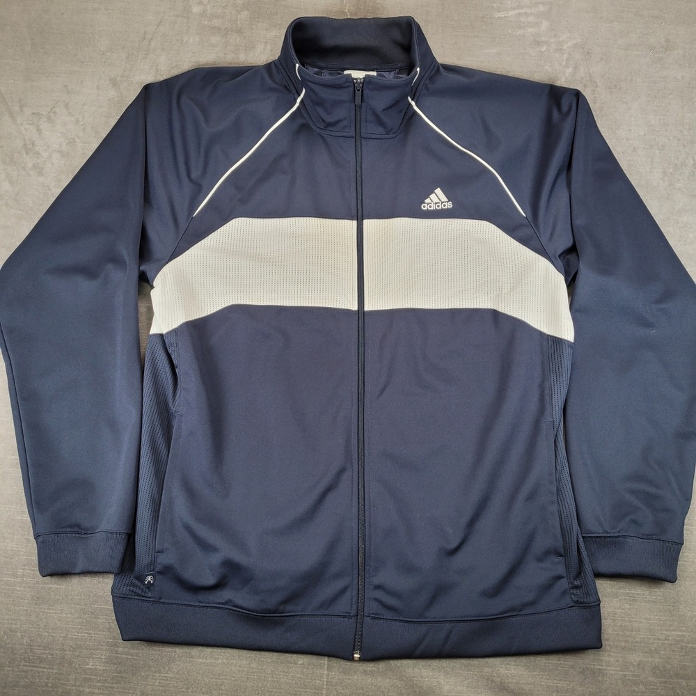 Adidas Clima365 Mens XL Track Jacket Navy Blue Full Zip Climacool Colorblock